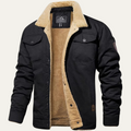 Dama Washington Bram men's sherpa lined trucker jacket black - front view