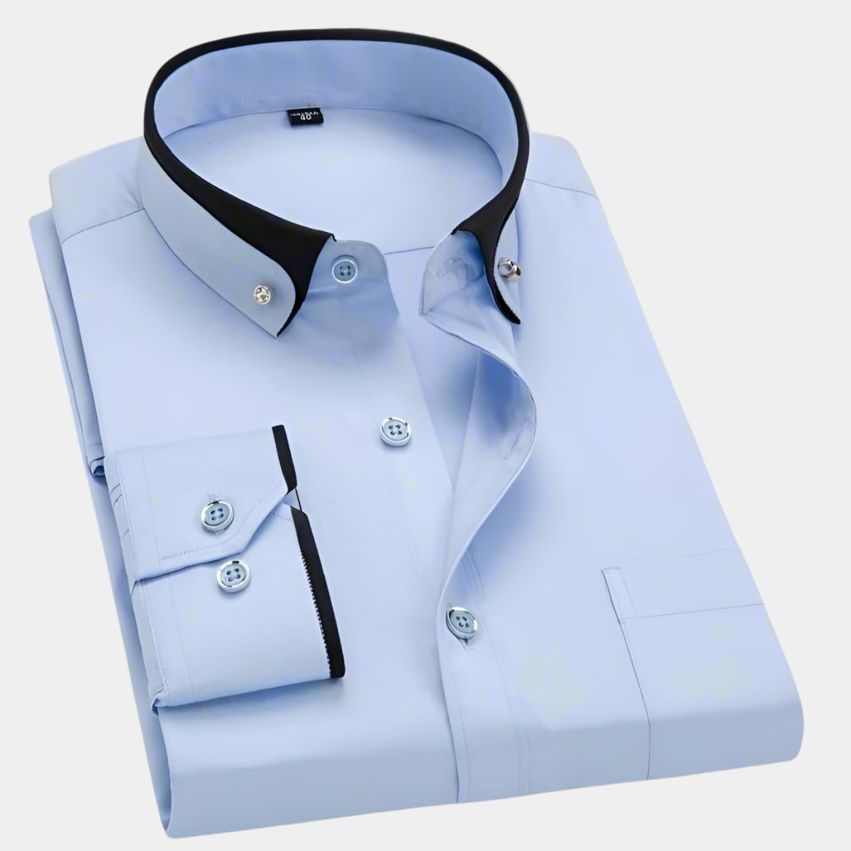 Axel | Men's Cotton Dress Shirt Black Burgundy Trim