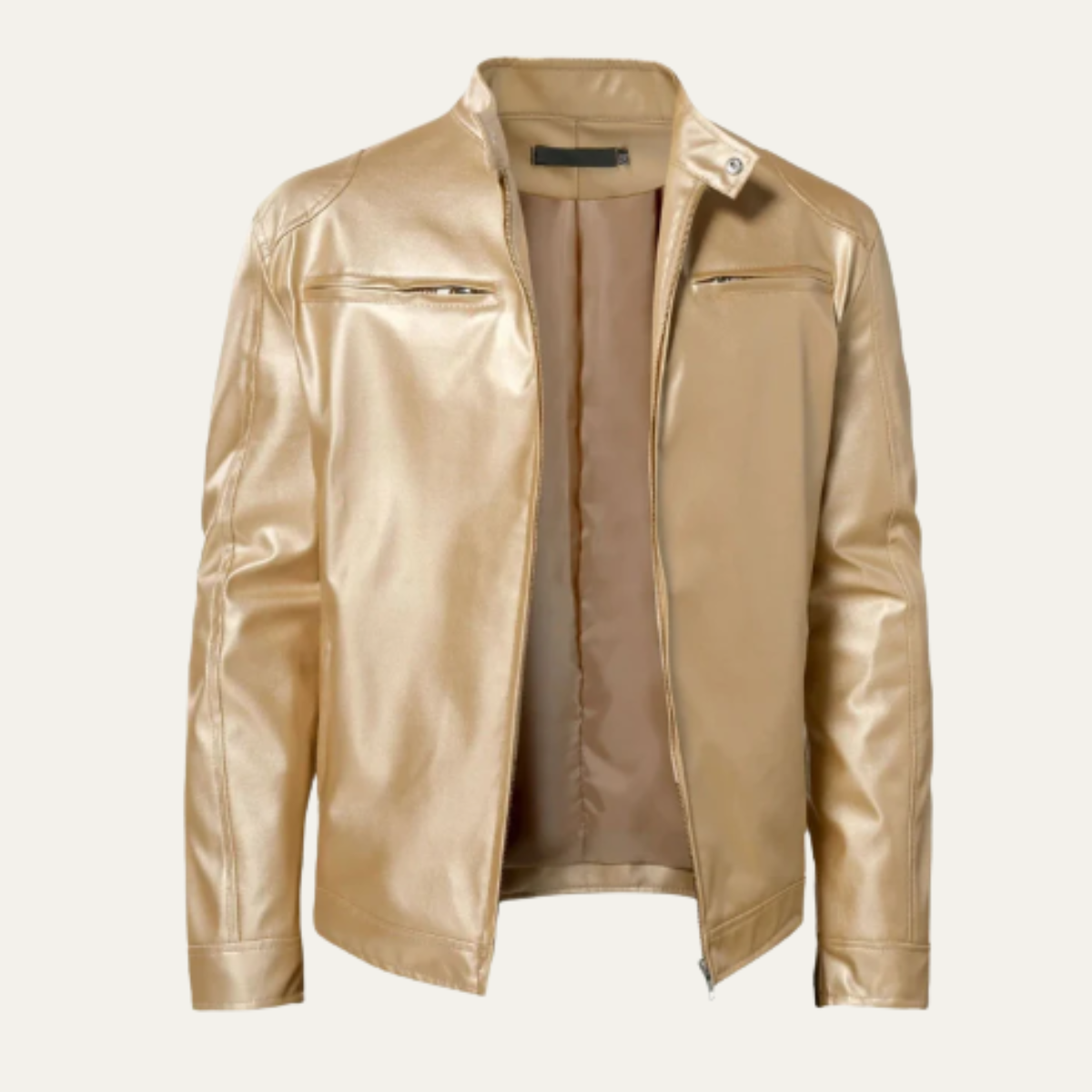 Beau | Men's Leather Jacket Burgundy Zip Up