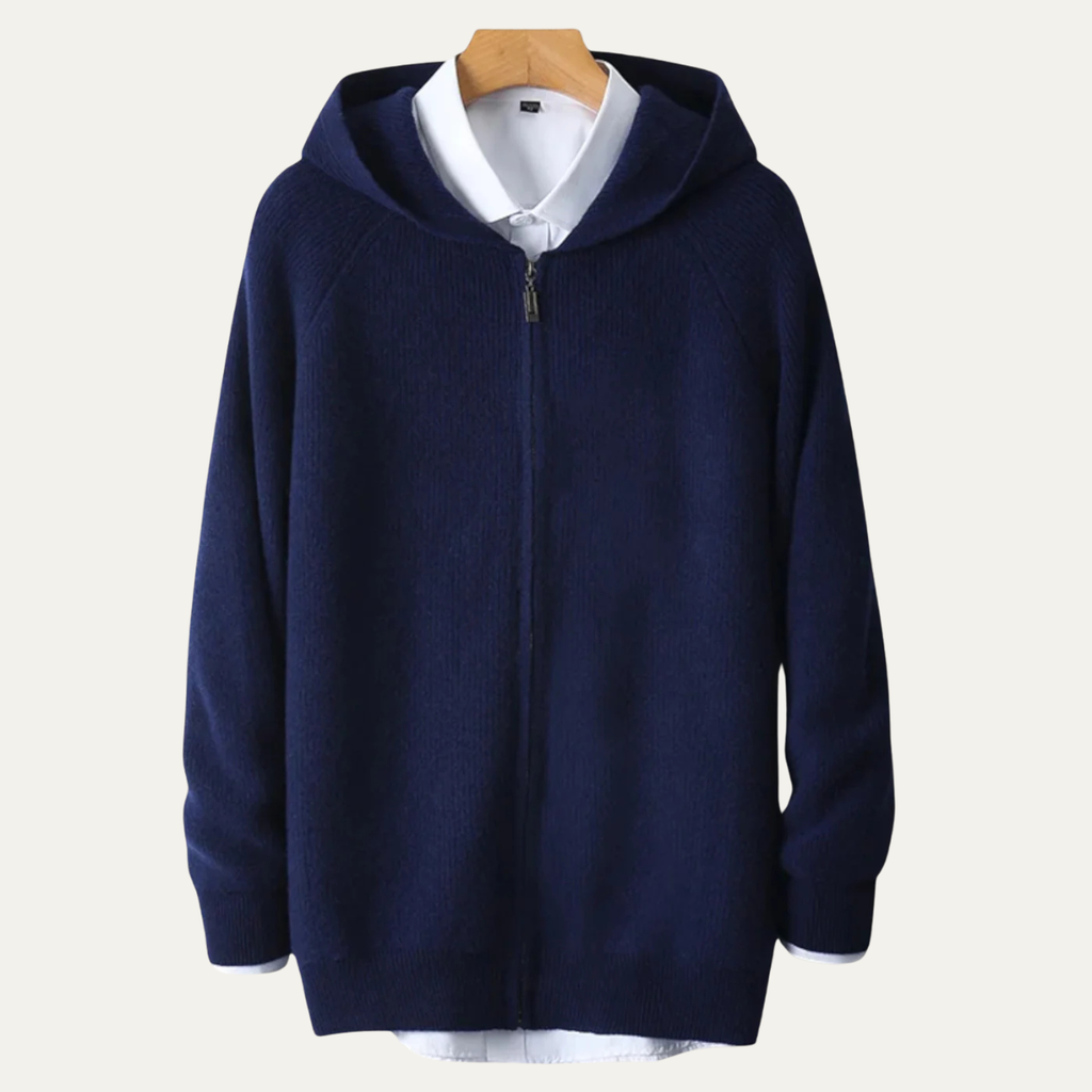Dama Washington Sage men's zip up hoodie cream ribbed knit - view 5