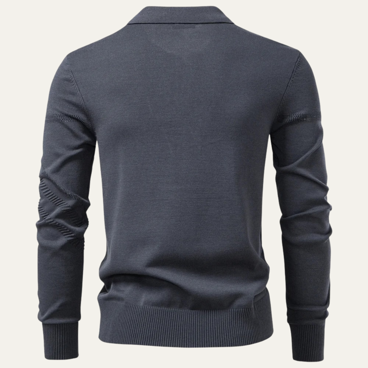 Wade | Men's Lightweight Polo Sweater Gray Geometric Pattern Long Sleeve