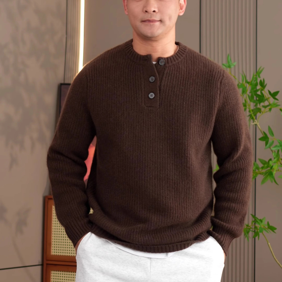 Vera | Men's Knit Sweater Brown Crew Neck
