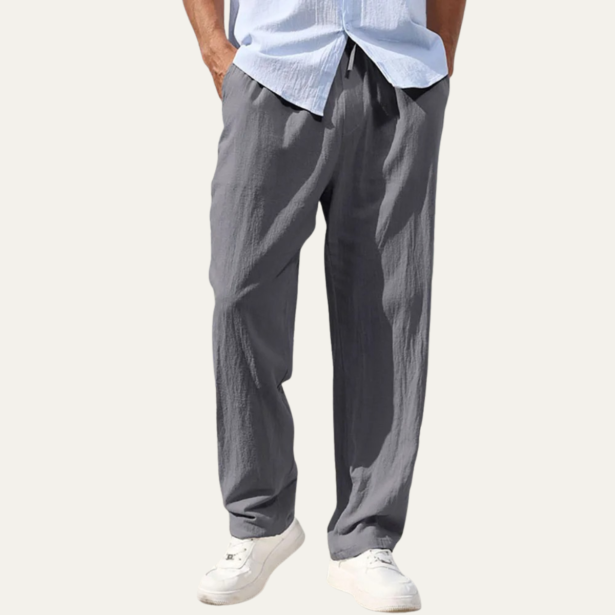 Axel | Men's Linen Pants Dark Gray Straight Leg