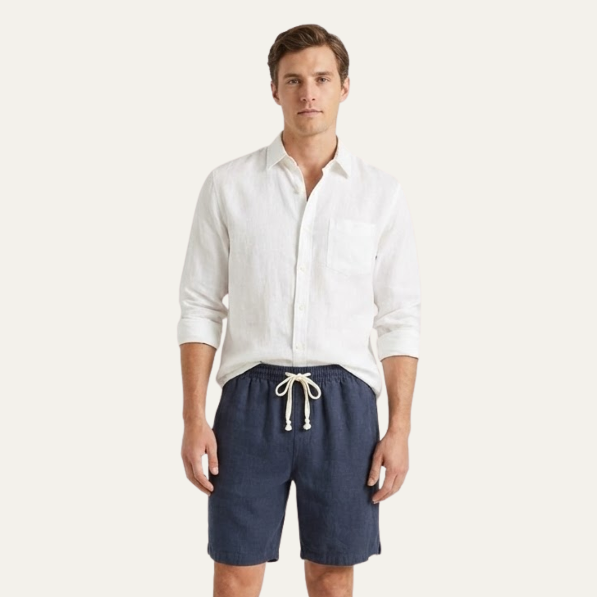 Beau | Men's Linen Shorts Gray Drawstring