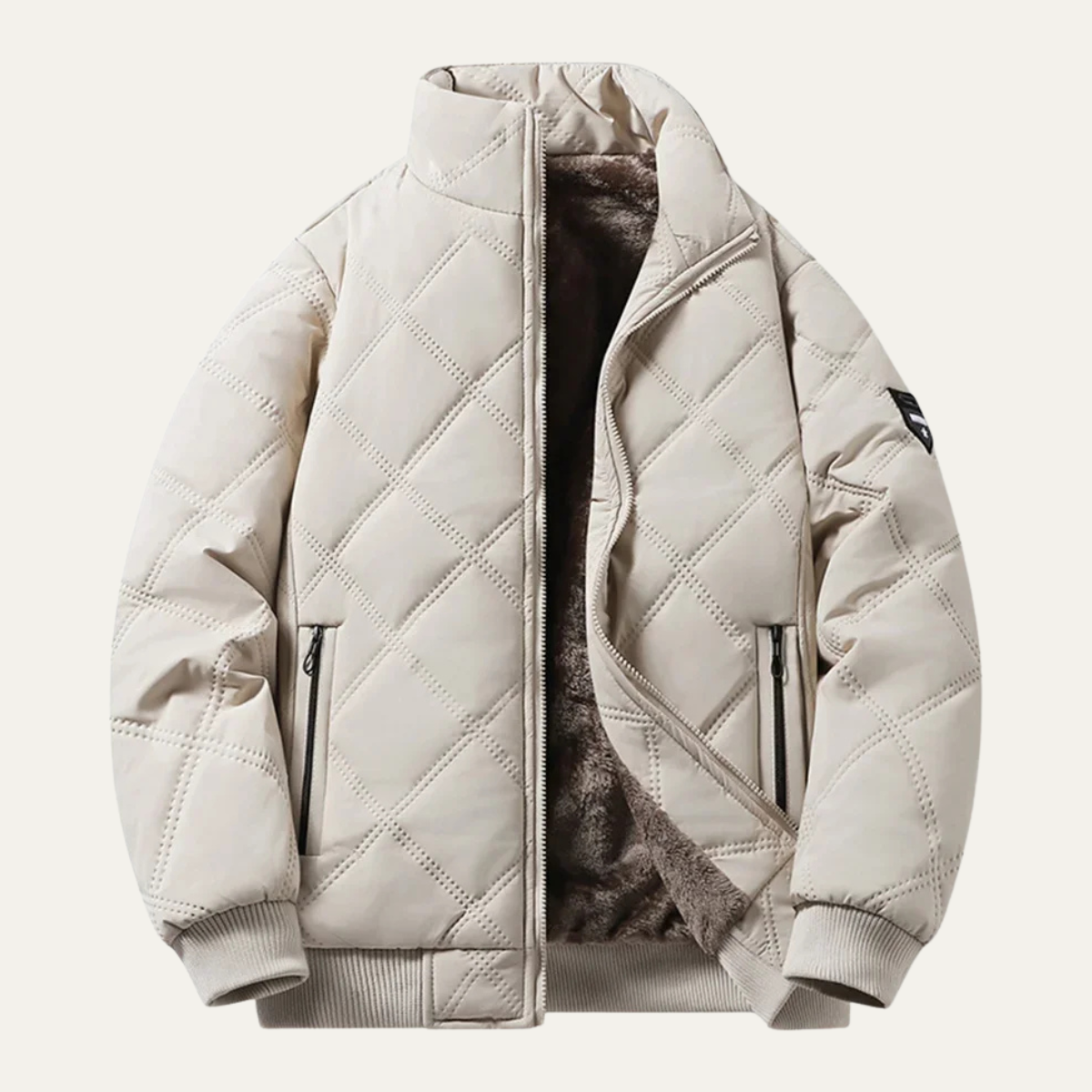 Ezra | Men's Quilted Puffer Jacket Black Sherpa Lining
