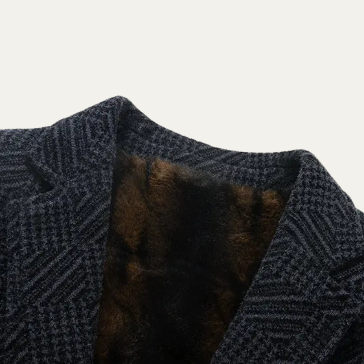 Axel | Men's Houndstooth Blazer Navy With Fur Lining