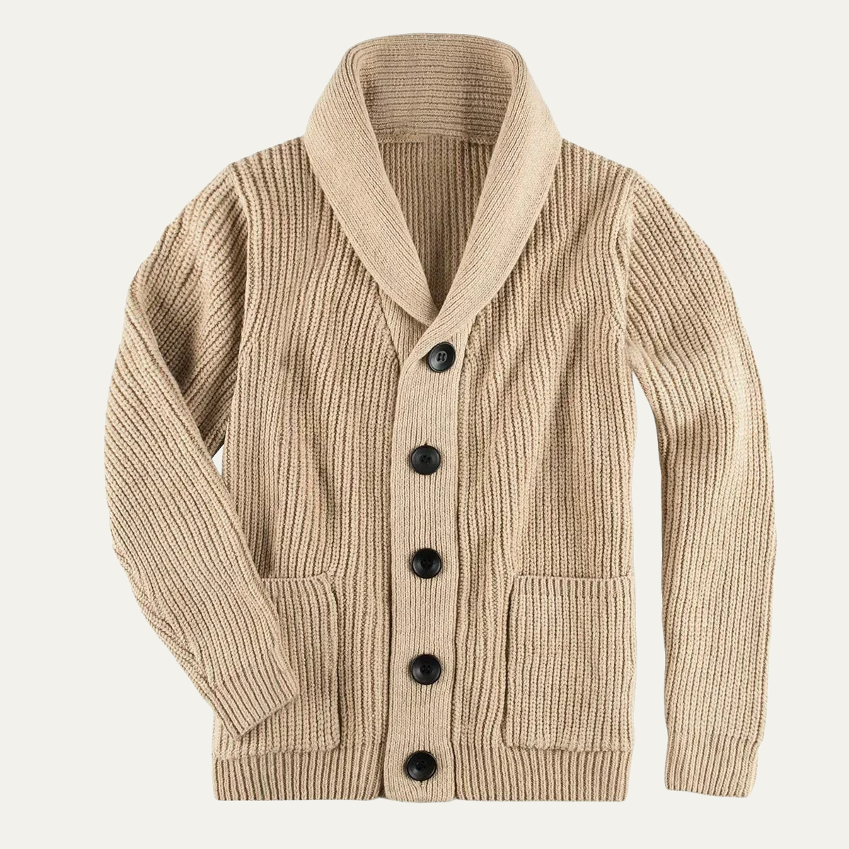 Callum | Men's Shawl Collar Cardigan Dark Gray Chunky Knit
