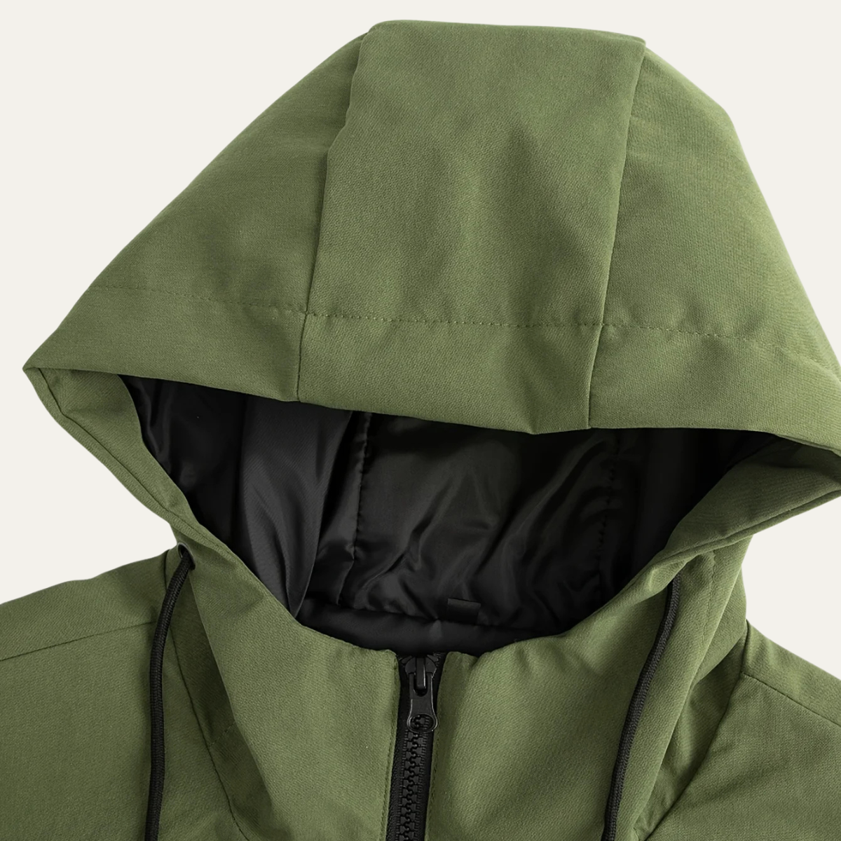 Greta | Men's Waterproof Long Rain Jacket Olive Green Hooded