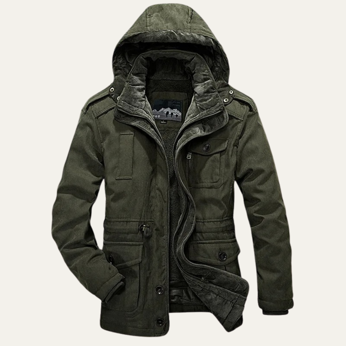 Jaxx | Men's Utility Field Jacket Khaki Hooded Insulated