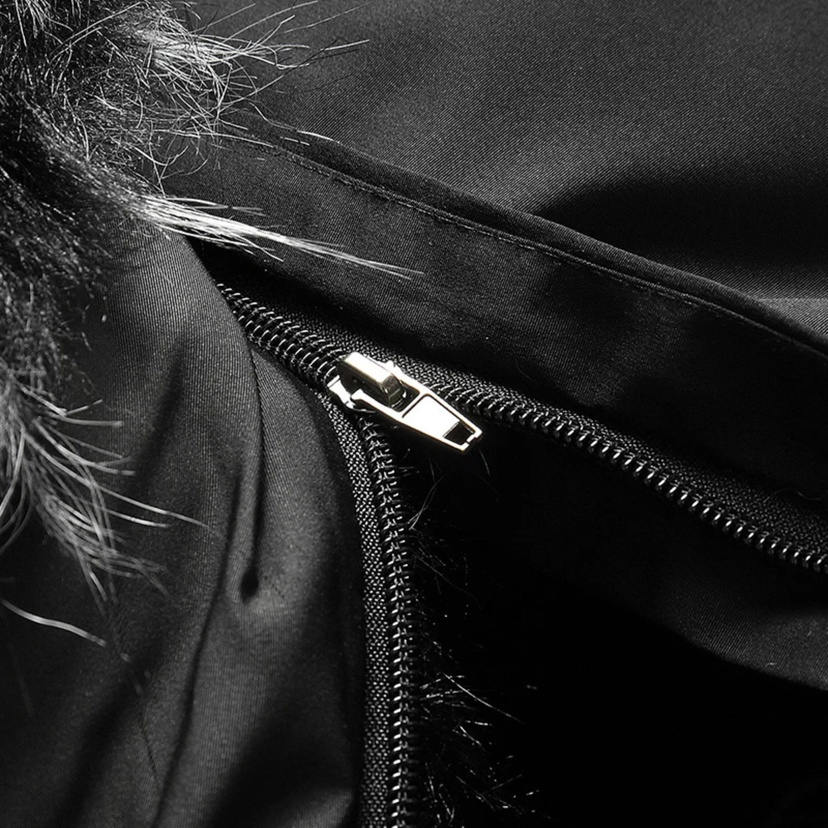 Axel | Men's Puffer Coat Black Detachable Fur Hood