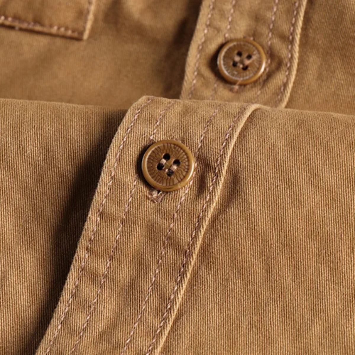 Bram | Men's Utility Button Up Shirt Tan Cargo Pockets