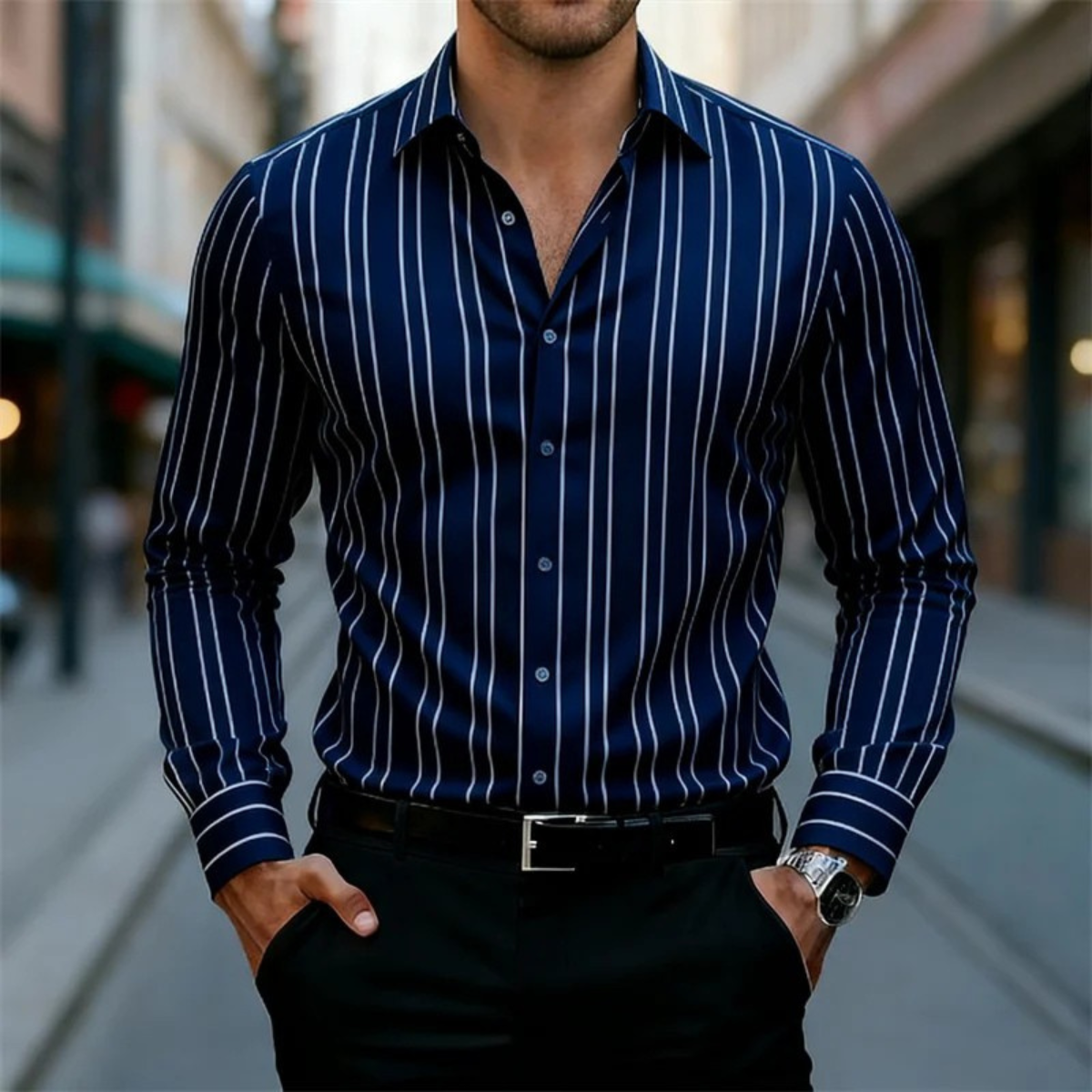 Kai | Men's Striped Button Up Shirt Burgundy White