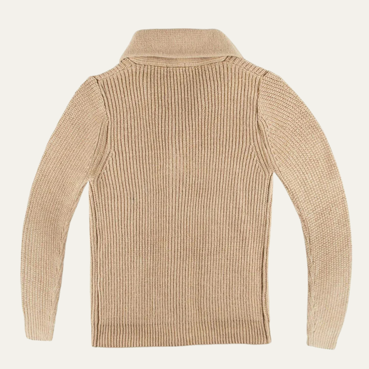 Axel | Men's Shawl Collar Cardigan Cream Ribbed Knit Button Up