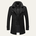 Dama Washington Voss men's wool blend overcoat black with removable collar - front view