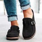 Dama Washington Greta women's suede loafer mule rust buckle detail - view 5