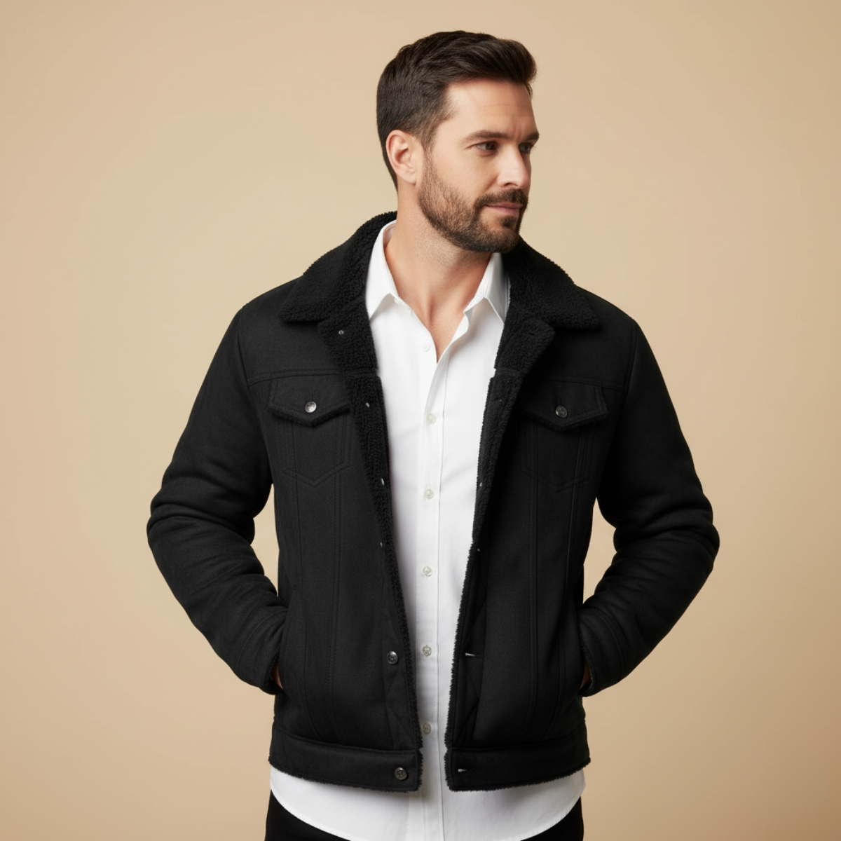 Wyatt | Men's Sherpa Lined Trucker Jacket Camel
