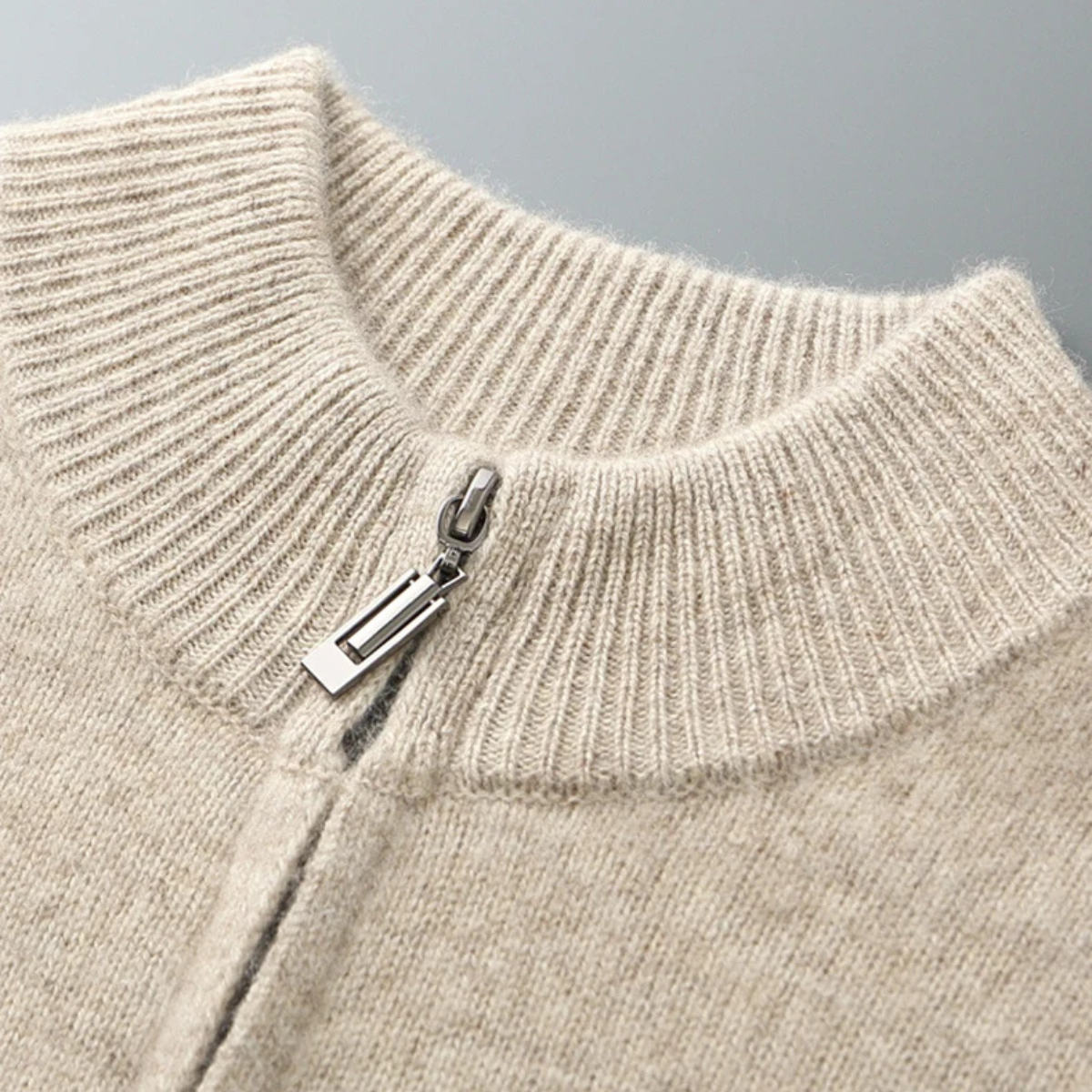 Sage | Men's Cream Quarter Zip Sweater Wool Blend