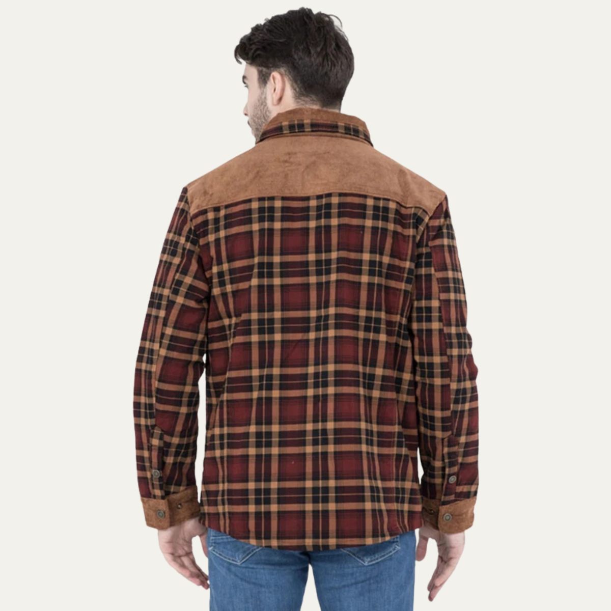 Bram | Men's Sherpa Lined Flannel Jacket Brown Plaid