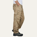Dama Washington Ezra men's cargo pants beige multiple pockets relaxed fit - front view