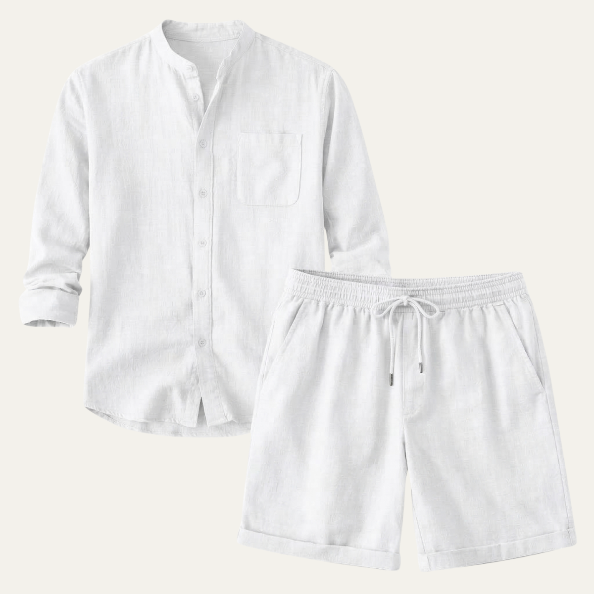 Ash | Men's Relaxed Linen Shorts Olive Green Elastic Waist