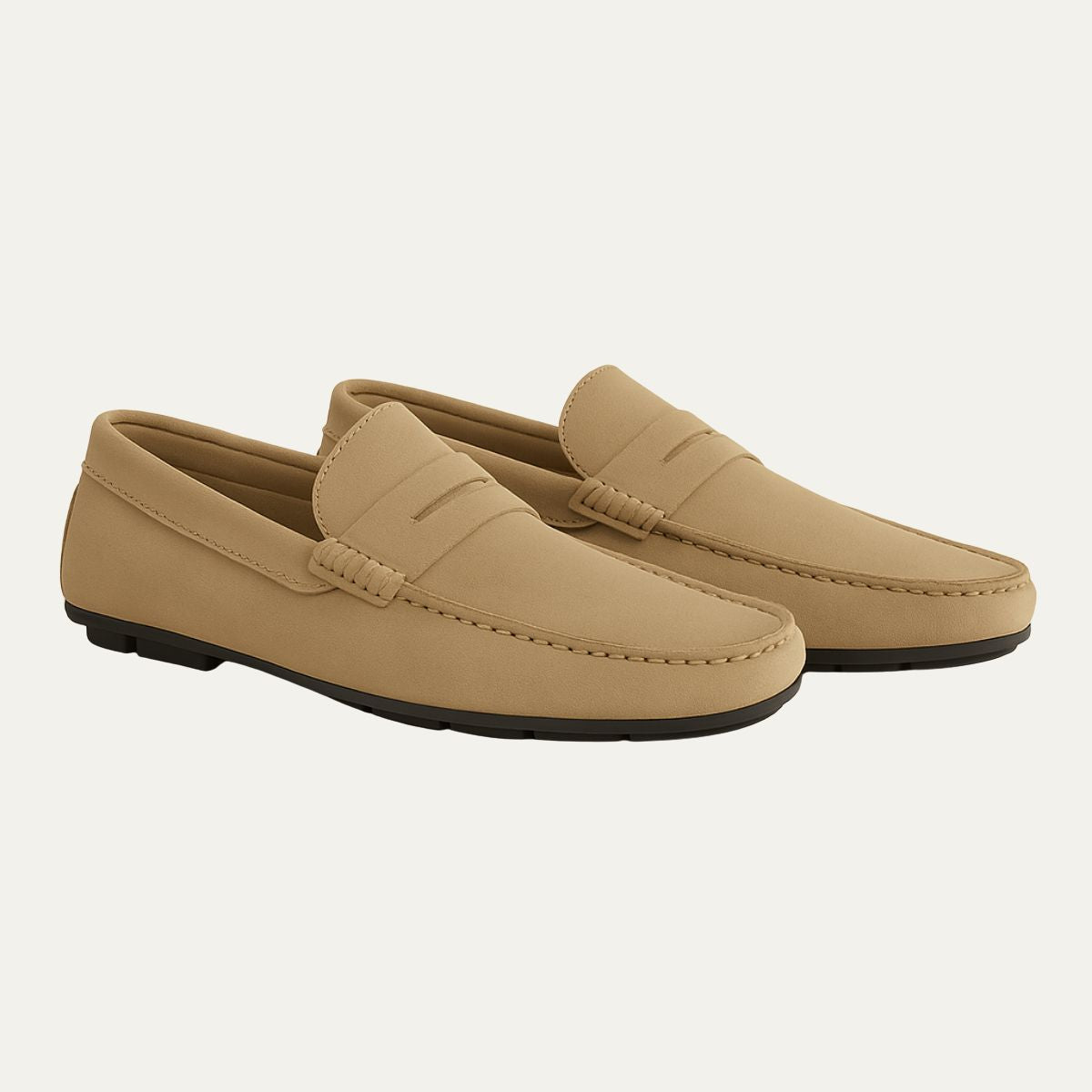 Bram | Men's Suede Loafer Slip On Beige