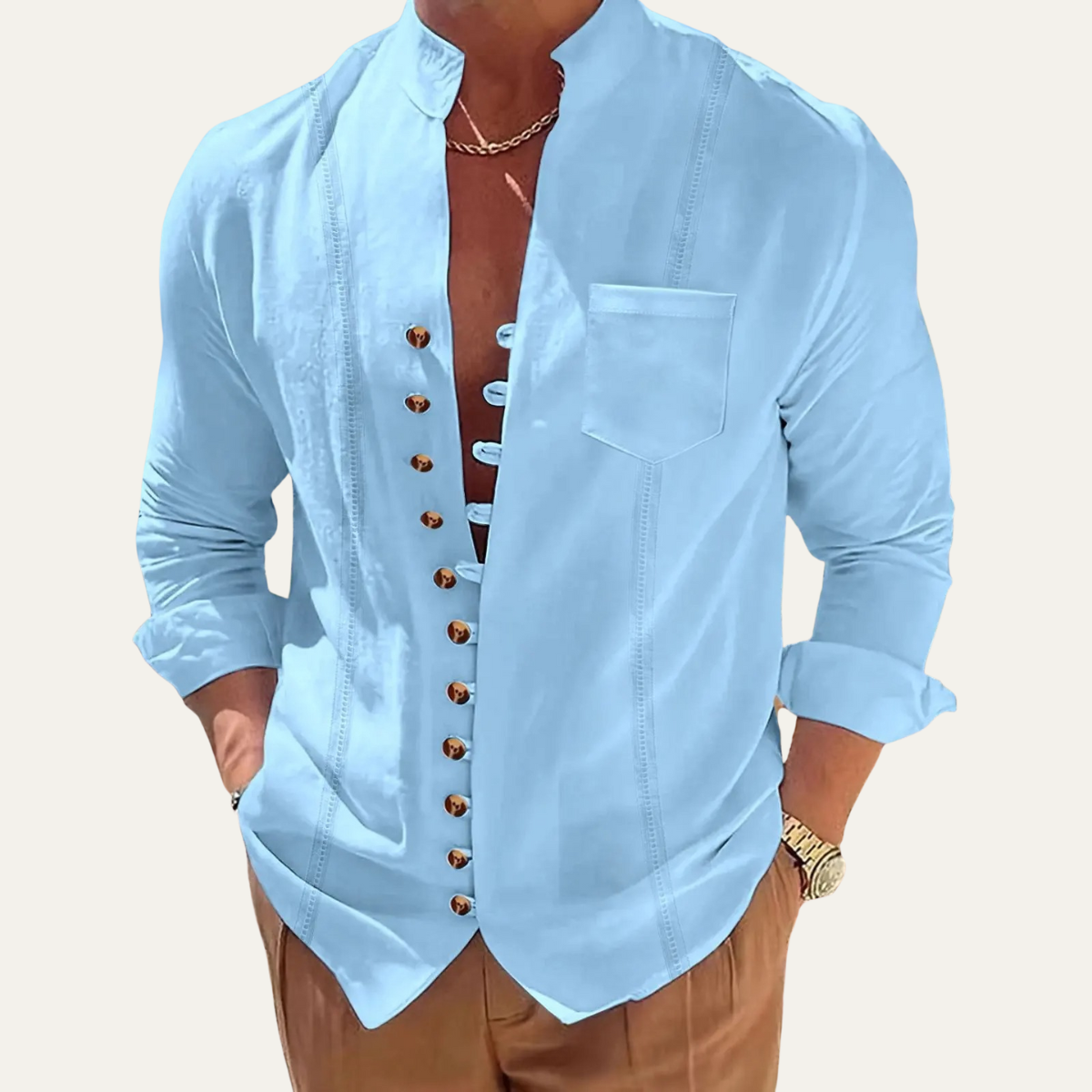 Axel | Men's Button Up Shirt White Long Sleeve Casual
