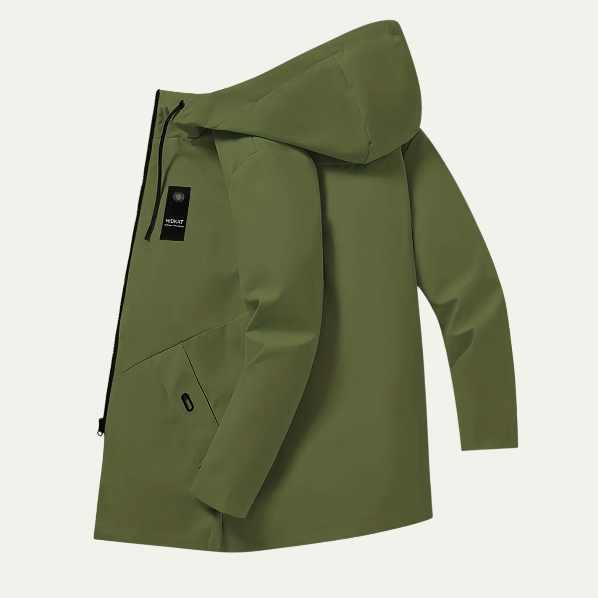 Ash | Men's Lightweight Rain Jacket Olive Green Hooded