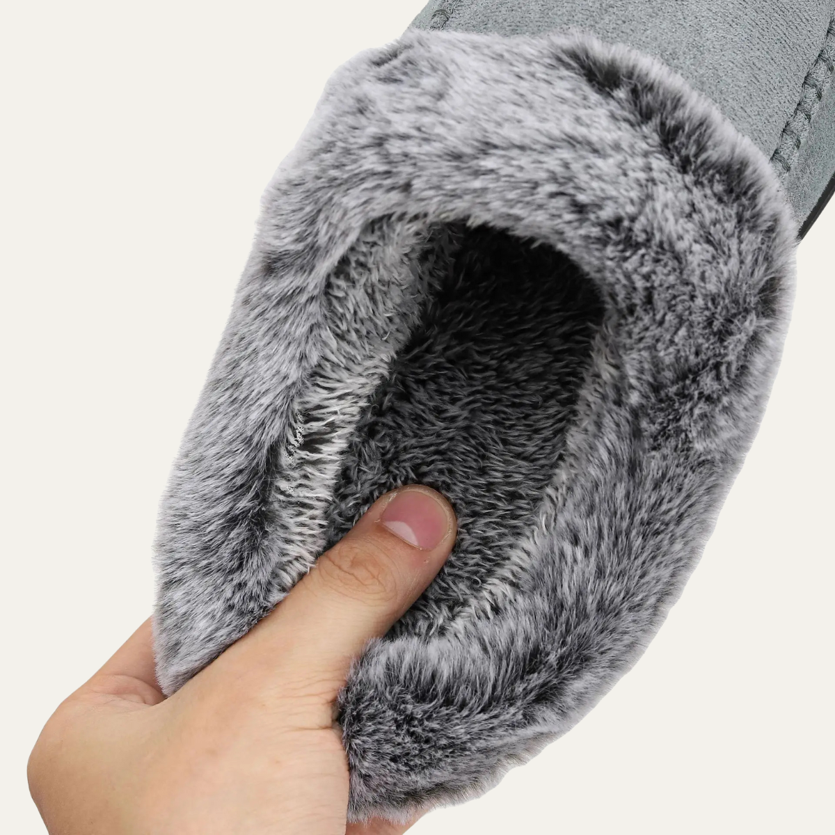 Bram | Men's Faux Fur Lined Slippers Gray Black Sole
