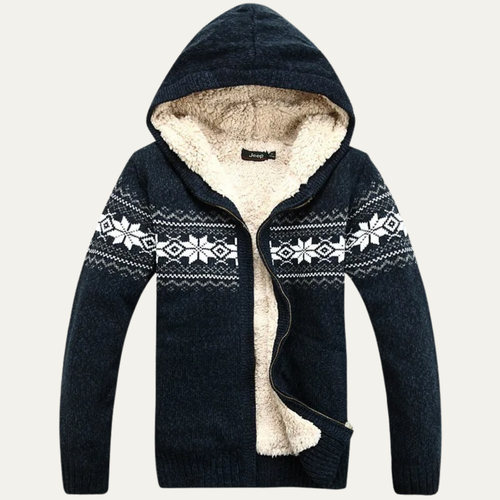 Dama Washington Ash men's cream fair isle zip up hoodie sherpa lined - view 2