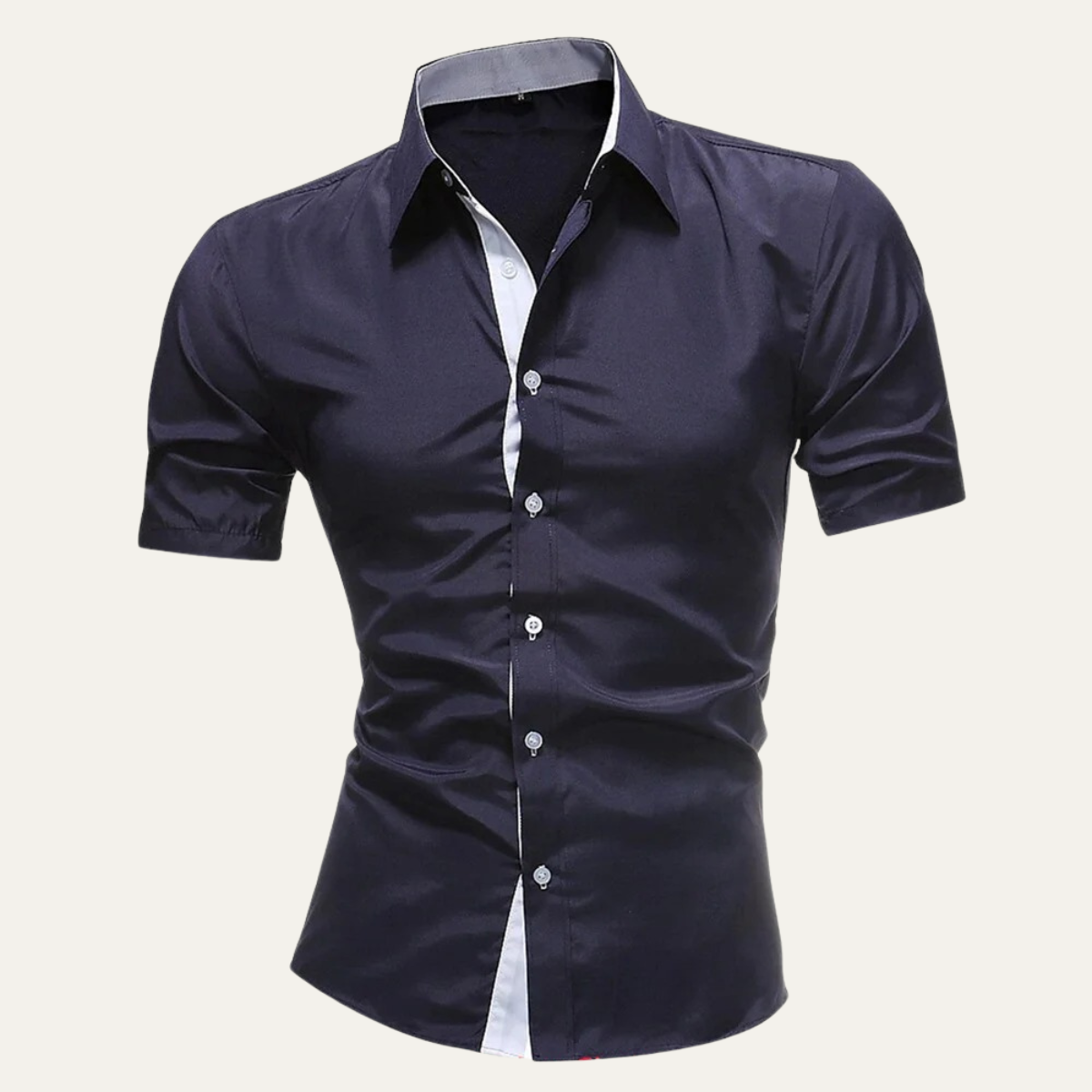 Cyrus | Men's Smart Casual Button Up Shirt Navy White Trim