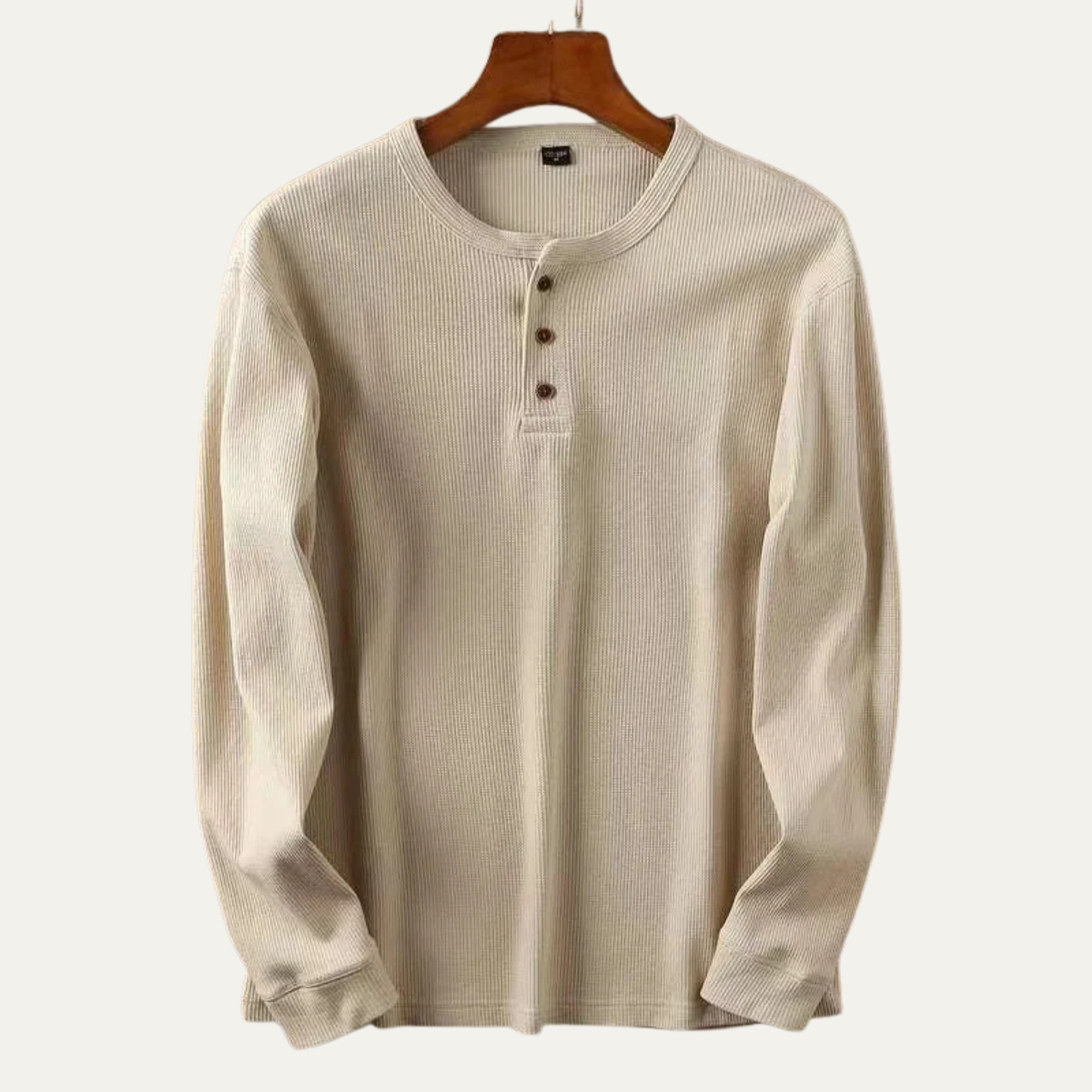 Beau | Men's Henley Shirt Gray Thermal Waffle Knit