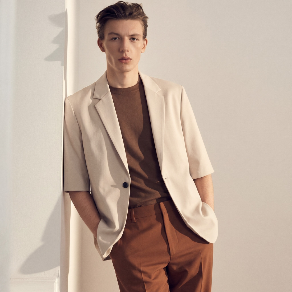 Dama Washington Rhys men's relaxed tailored blazer beige short sleeve - view 7