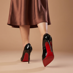 Dama Washington Vera women's patent pointed toe pump black red sole - view 8