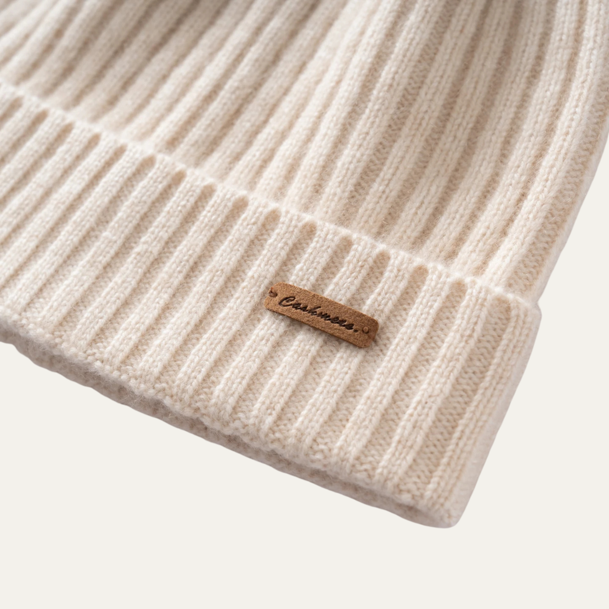 Axel | Men's Ribbed Knit Cashmere Beanie Cream