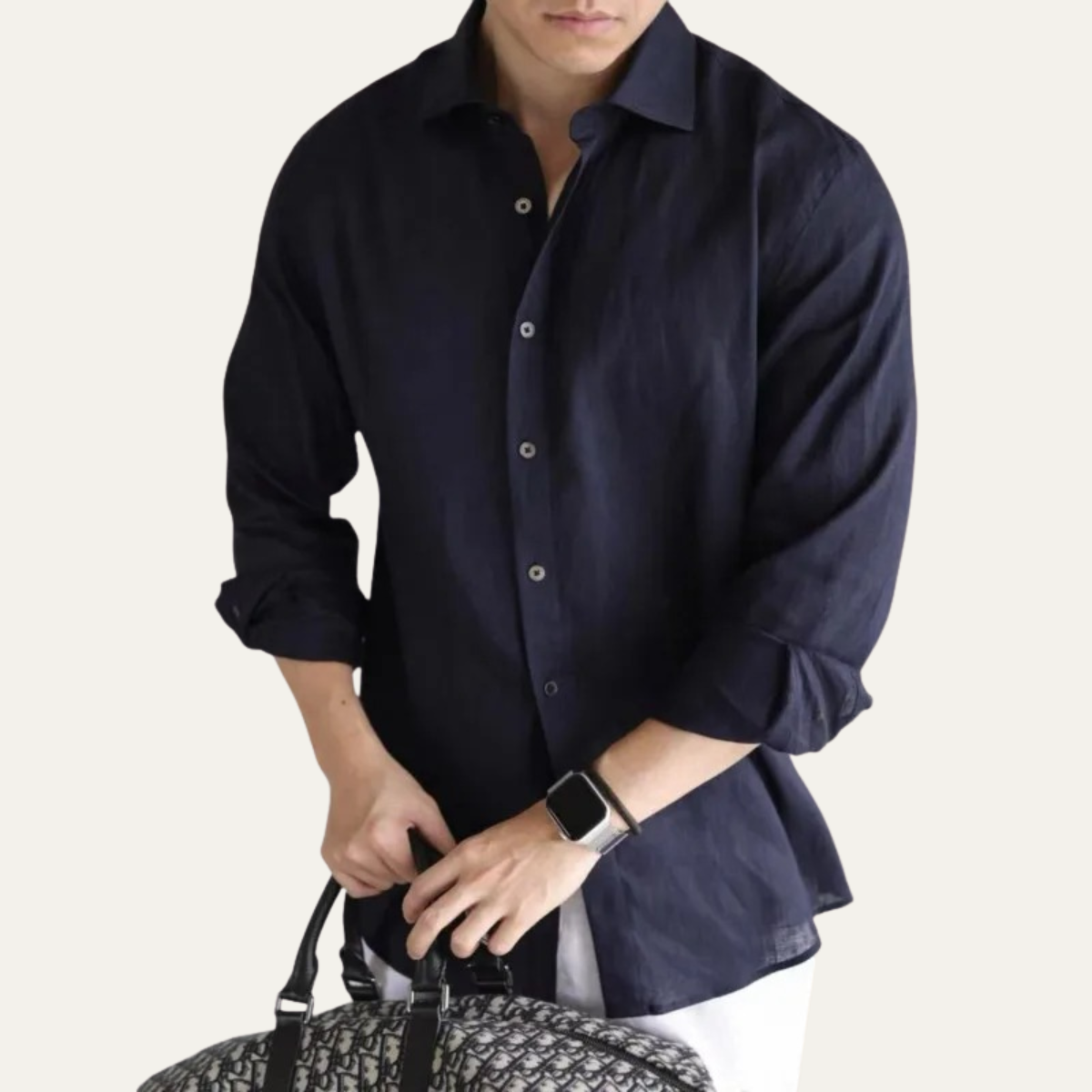Callum | Men's Linen Button Up Shirt Charcoal