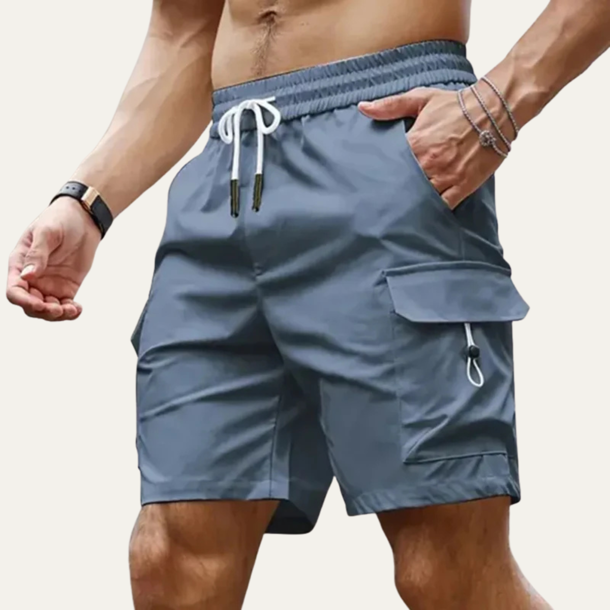 Max | Men's Cargo Shorts Gray Utility Drawstring