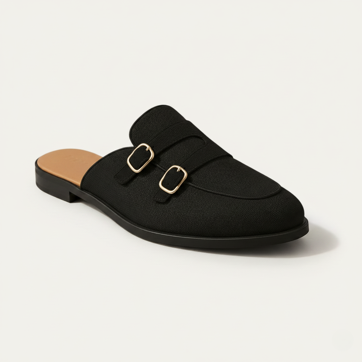 Marco | Men's Slip On Loafer White Canvas Brown Buckle