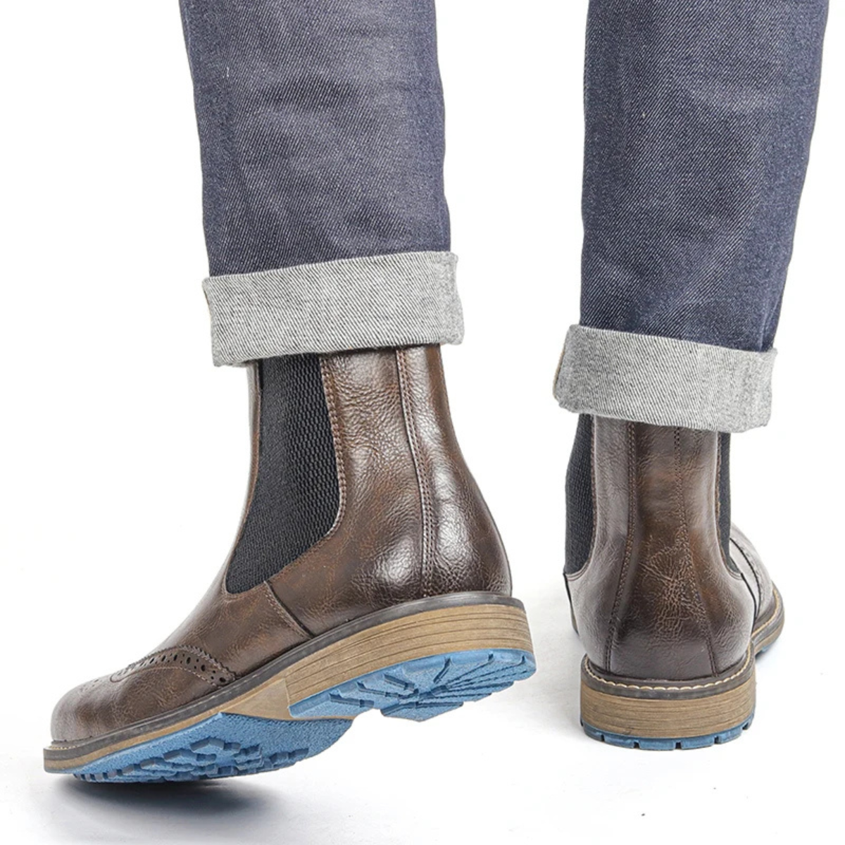 Jasper | Men's Brogue Chelsea Boots Brown Leather