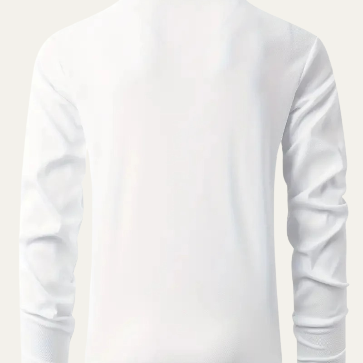 Bram | Men's Fitted Polo Shirt Cream Black Collar Long Sleeve