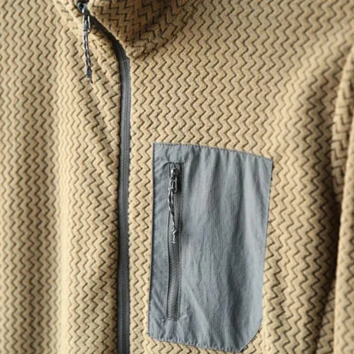 Ezra | Men's Quarter Zip Sweater Cream Knit Chest Pocket