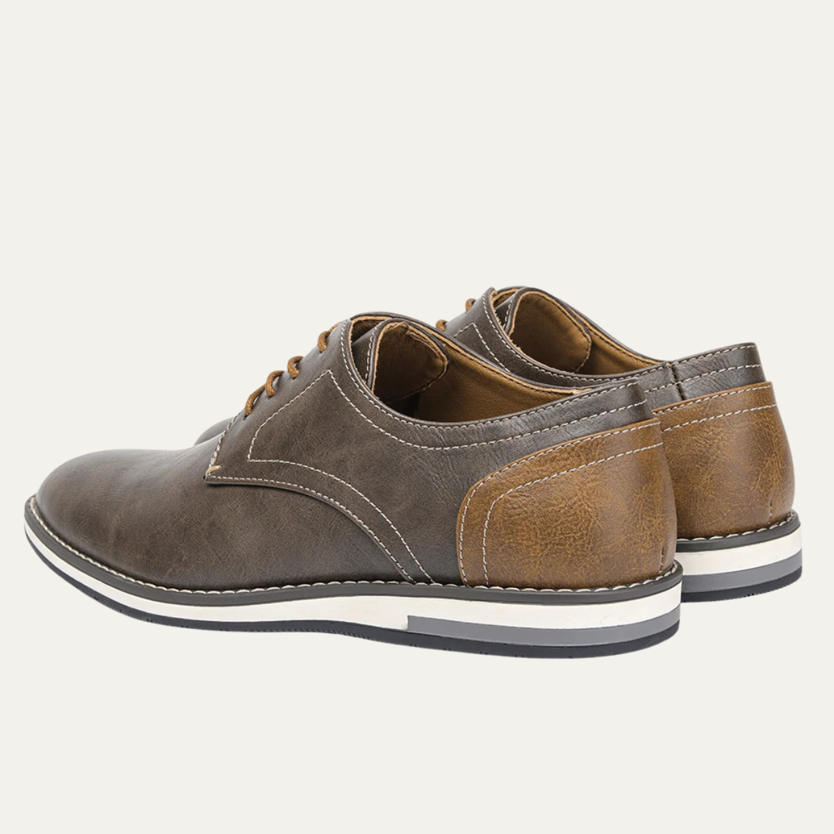 Axel | Men's Casual Oxford Leather Sneakers Gray Brown