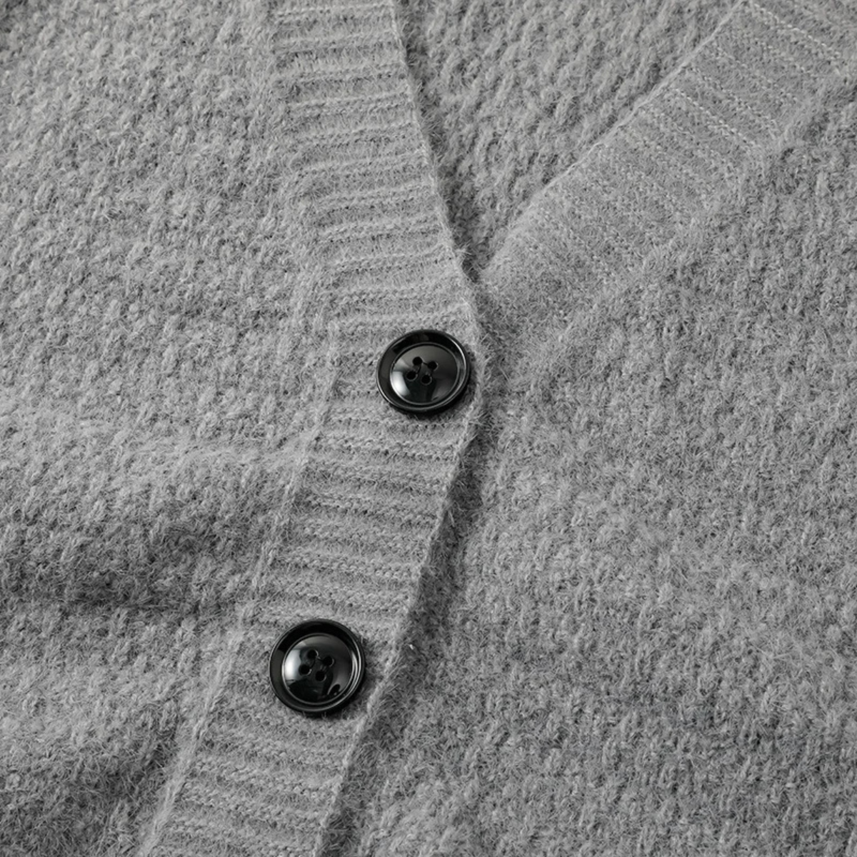 Beau | Men's Oversized Cable Knit Cardigan Gray V Neck