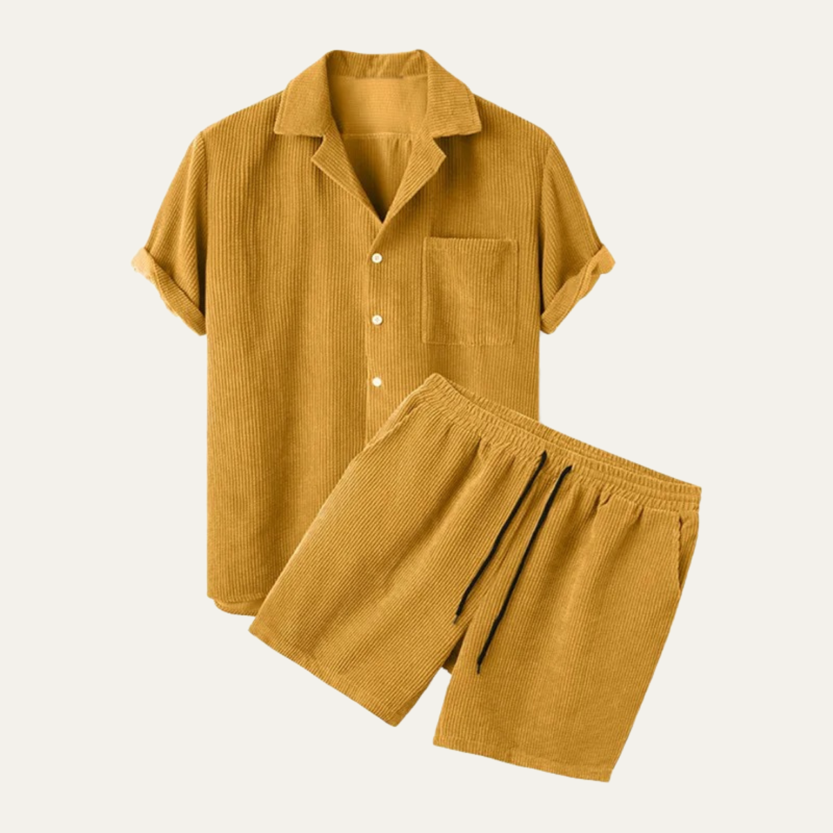 Ash | Men's Lounge Set Olive Green Short Sleeve Shirt Shorts