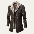 Dama Washington Ivo men's sherpa lined leather jacket black - front view