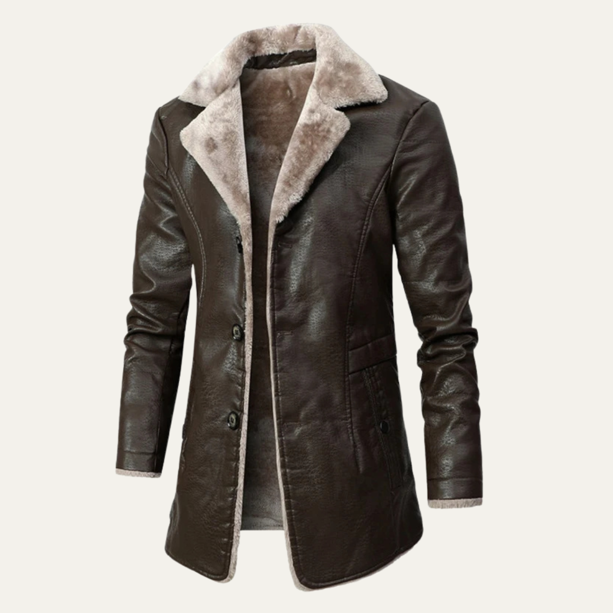 Ivo | Men's Sherpa Lined Leather Jacket Black