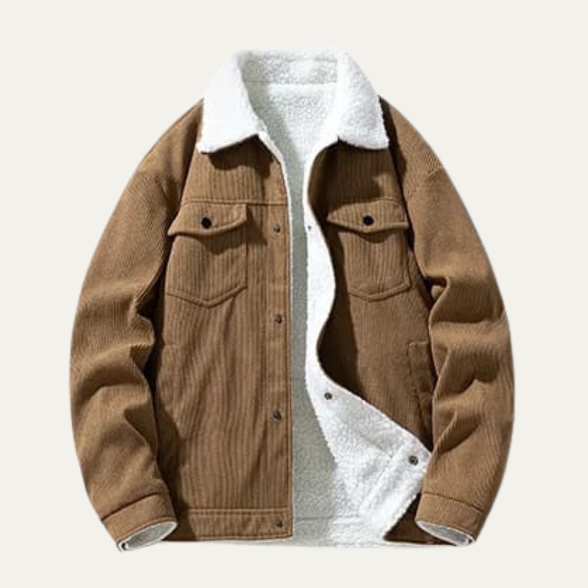 Ash | Men's Corduroy Sherpa Fleece Jacket Cream