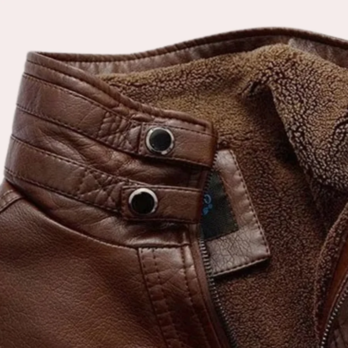 Beau | Men's Leather Jacket Brown Quilted Fleece Lined