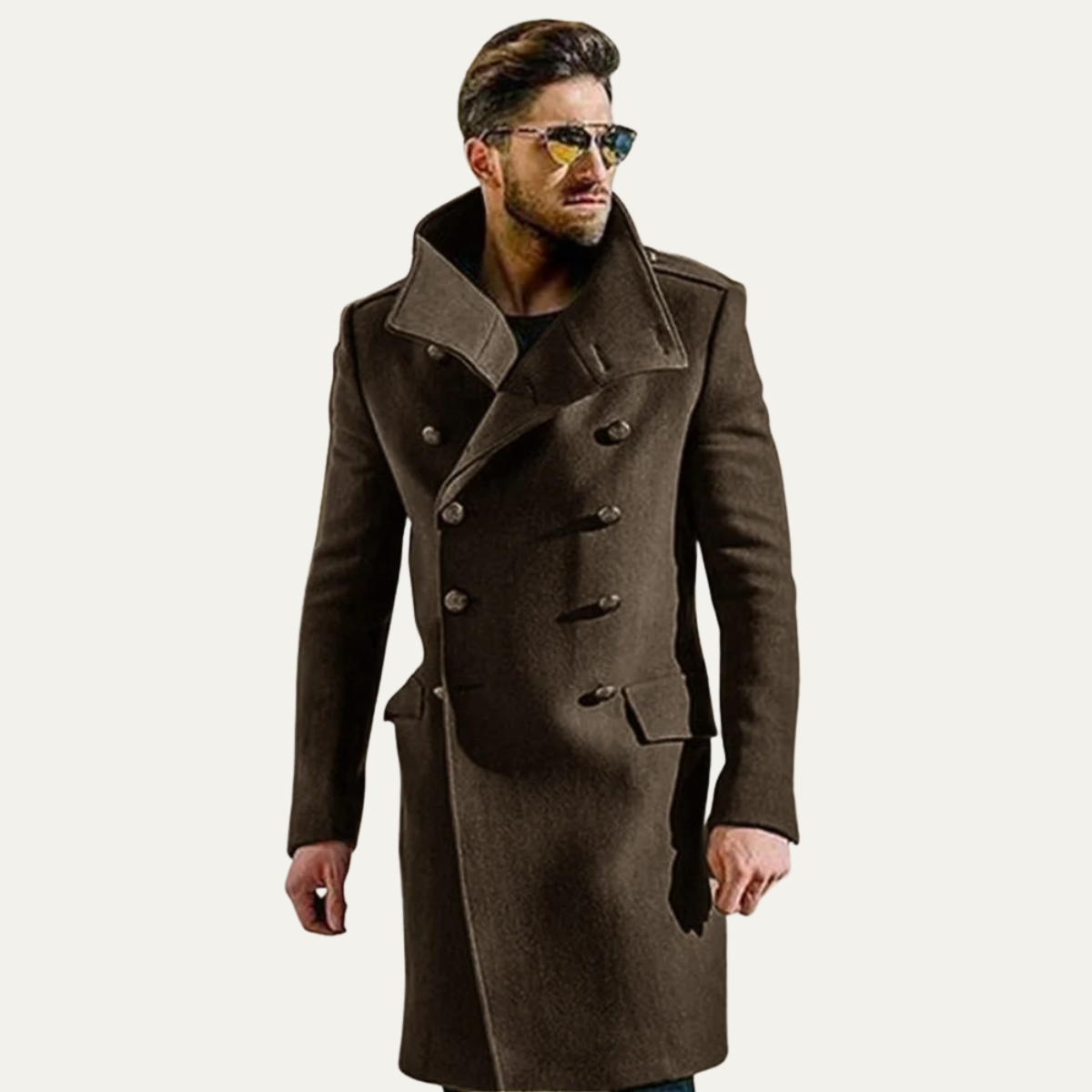 Idris | Men's Double Breasted Wool Coat Charcoal