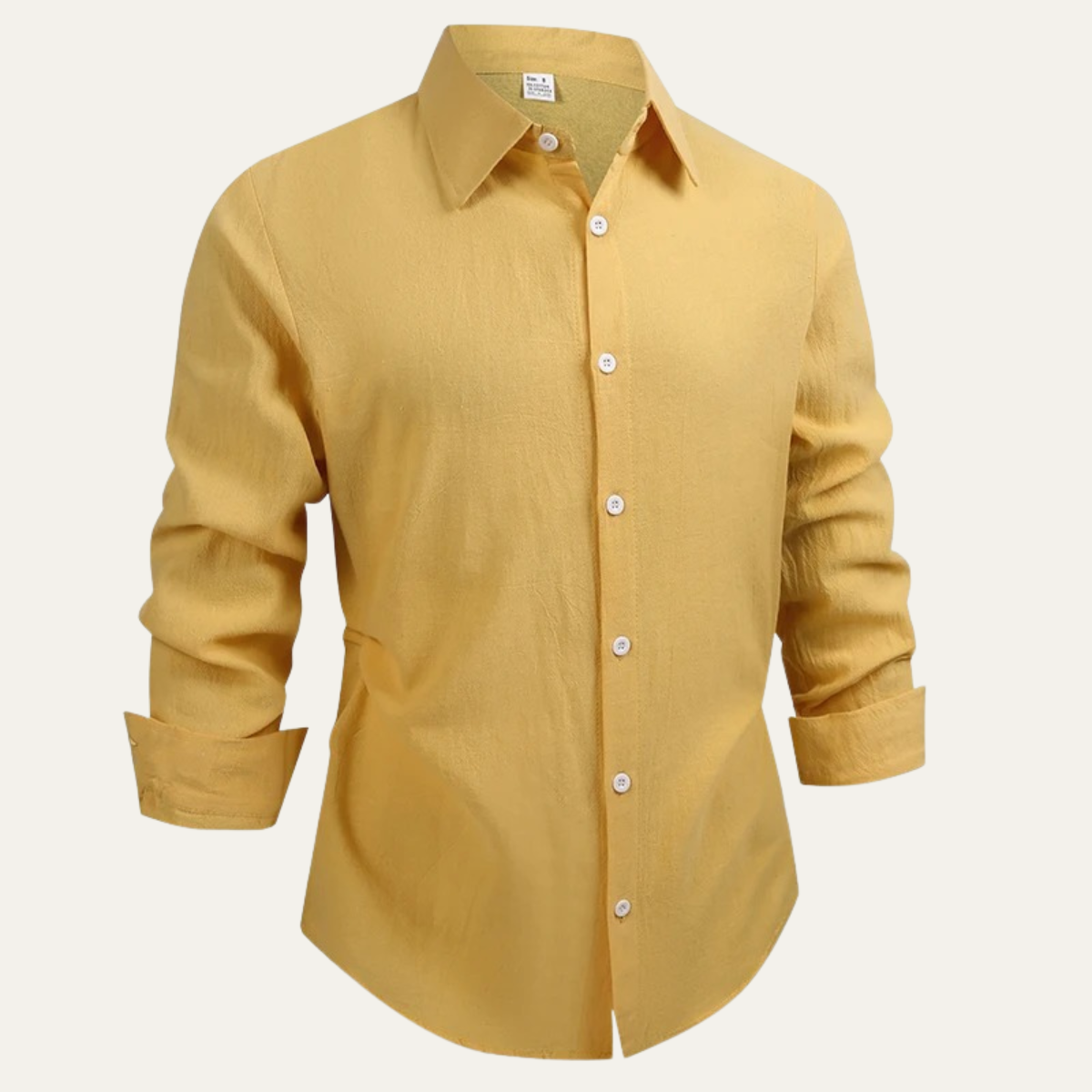 Beau | Men's Linen Shirt Cream Long Sleeve Button Up