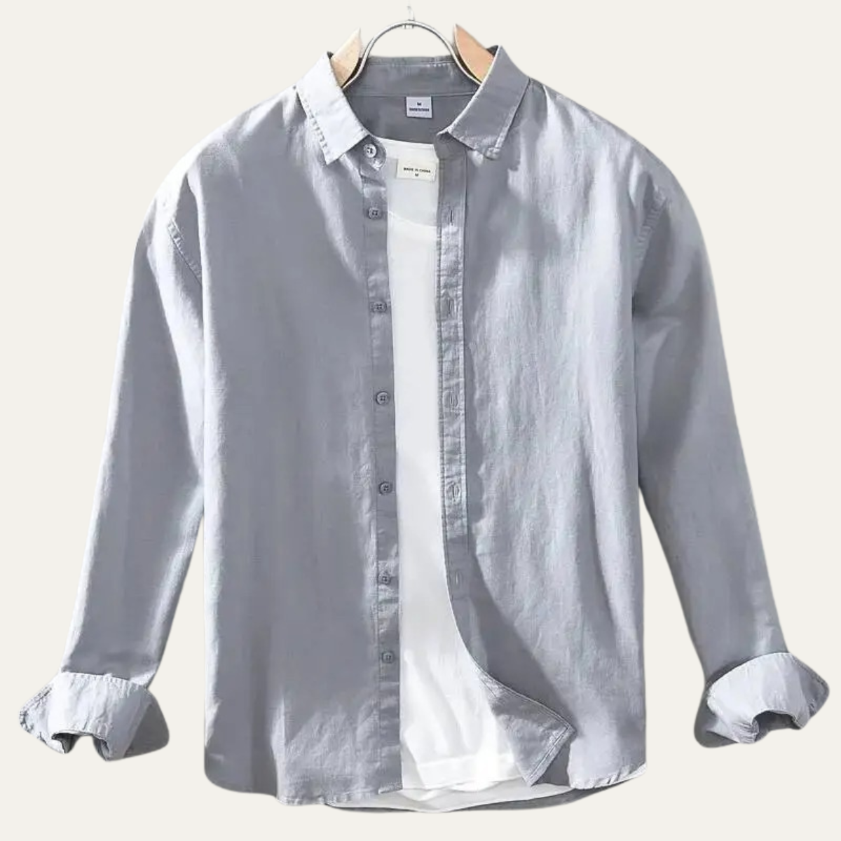 Beau | Men's Casual Linen Cotton Button Up Shirt Black